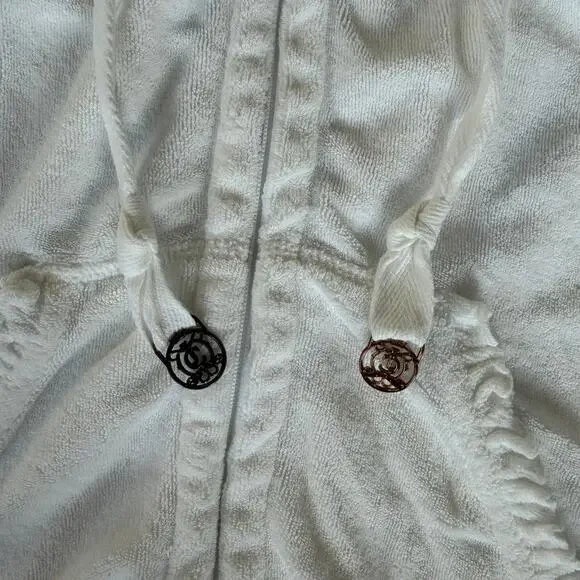 Juicy Couture Y2K Coquette Zip Up Hoodie with Puff 3/4 Sleeves and Gold Details - Picture 3 of 5